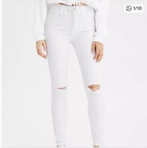 NWT American Eagle Outfitters White Super Hi-rise Jegging Jeans 6 Short